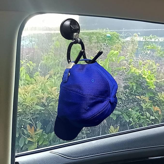AUXPhome 2Pack Suction Cup Hooks, Hat Storage Organizer Stand Holder Hanger for Car, Shower,Glass Window,Kitchen & Bathroom & Restroom, for towels,jacket,Purse,cowboy hat - No Tools，No drilling