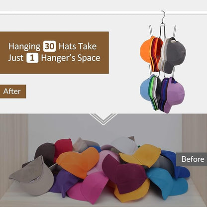 ZEDODIER Hat Hangers for Closet, Rotatable Metal Hat Organizer, Max 40 Storage Capacity, Hat Racks Cap Organizer for Baseball Caps,Spcae Saving Closet Organizers and Storage, Black