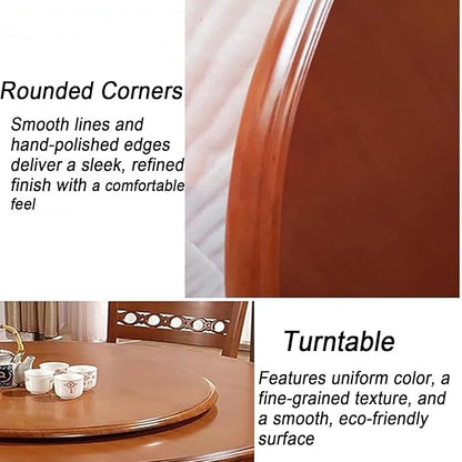 Large Lazy Susan Turntable, Wooden Round Tray Rotating for Dining Table Top Centerpiece Silent Smooth SpinBy Hand Kitchen Turntable Organizer, Easy to Clean (Brown, 31.5 in)