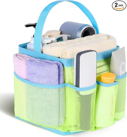 EUDELE Mesh Shower Caddy Portable, 8-Pocket Large Capacity, Quick Dry, Easy Clean, Ideal for Beach, Swimming, Gym, Travel