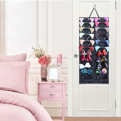 SMUK Hanging Headband Holder Organizer for Girls, Wall-mount Headband Storage Display for Women, Head Band Hair Accessories Organizer On Wall, Door, Wardrobe