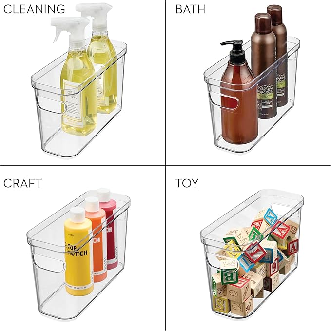 iDesign Plastic Pantry Bin for Kitchen Organizing - Storage Bin with Handles - Set of 4 - Clear