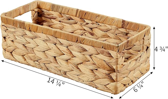 Vagusicc Water Hyacinth Wicker Storage Basket With Handles, Toilet Paper Basket for Tank Top, Small Baskets for Organizing Shelves, 2-Pack