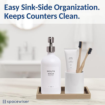 Spacewiser Countertop and Vanity Tray - Small 7.7” Silicone Tray for Soap Dispenser Bottles, Bathroom Trays, Kitchen Sink Trays, Sink Caddy Kitchen Sinks Organizer, Soap Dish & Sponge Holder Mat