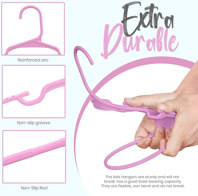 Utopia Home 20 Pack Kids Hangers - 11.5 Inch Plastic Baby Hangers for Closet - Children Hanger for Clothes - Infant Hanger for Closet - Everyday Standard Use (Baby Pink)