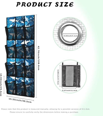 Shark Behind Door Organizer 12 Pockets Over The Door Shoe Organizer for Closet Easy to Install Shoe Holder Hanger for Office