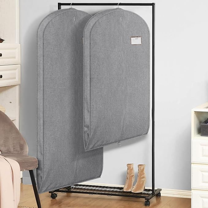Univivi Garment Bags for Hanging Clothes, 43 Inch Suit Cover Bags for Closet Storage, Hanging Clothes Bag with Zipper and Eye-Hole for Suits, Coats, Jackets, Shirts, 1 Pack - Gray
