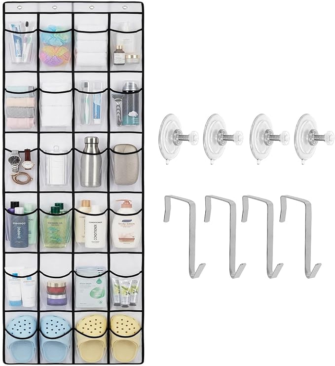 Over The Door Shoe Organizer for Cruise Ships, Clear Hanging Door Organizer with 22 Pockets, Door Organizer Hanging with 3 Suction Cups & 3 Hooks, Cruise Ship Door Organizer - Cruise Essentials 2026