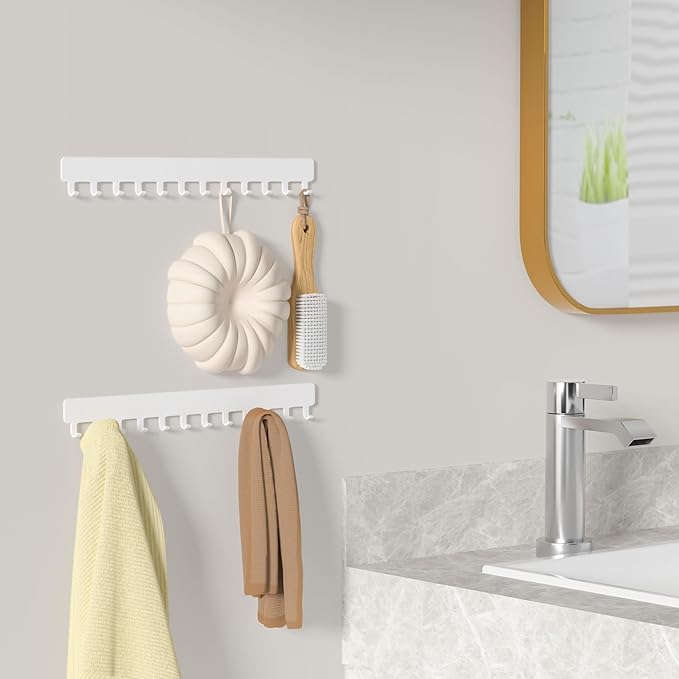 Bussdis Necklace Holder - Hanging Jewelry Organizer, Self-Adhesive, Wall Mount, 2 Pack, White