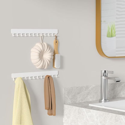 Bussdis Necklace Holder - Hanging Jewelry Organizer, Self-Adhesive, Wall Mount, 2 Pack, White