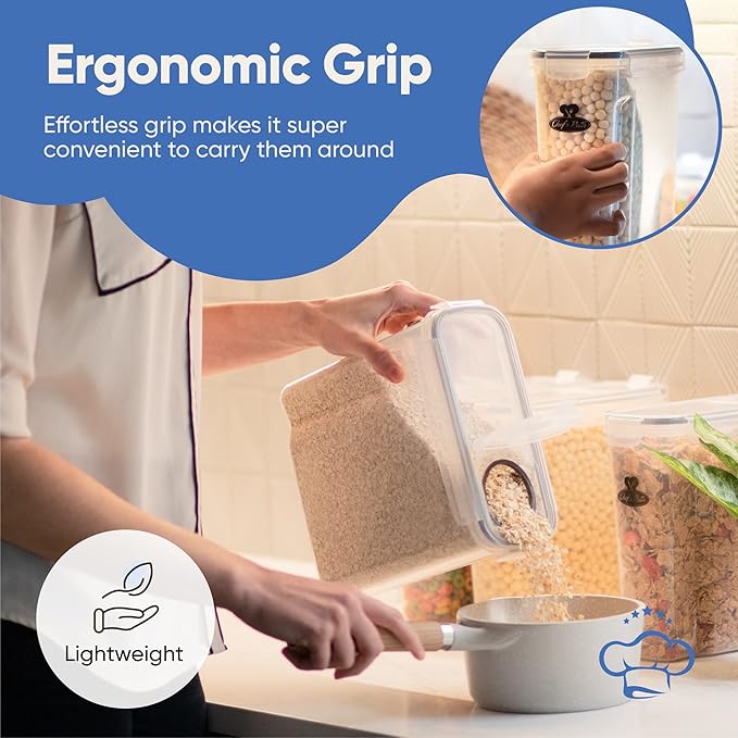 Set of Storage Box - Lunch Box, 8 Labels, Set of Spoons and Marker, Flour Box - BPA-Free Plastic Box (4 L) - Chef's Path (4)