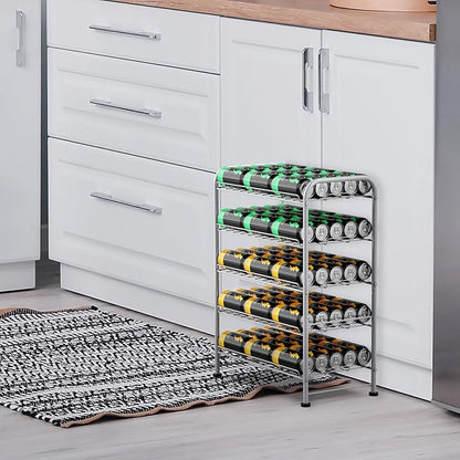 BTY 5 Tier Water Bottle Organizer Small Water Bottle Holder Stand Freestanding Metal Bottled Water Rack Dispenser for Kitchen, Pantry Organization and Storage, Silver