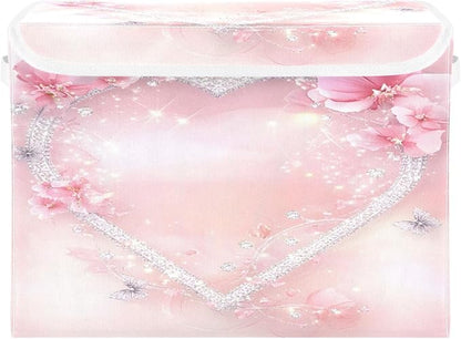 senya Valentines Baskets Collapsible Storage Bins with Lids, Love Butterfly Storage Boxes Clothes Baskets for Organizing