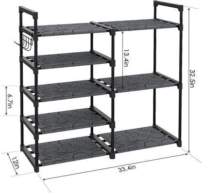 CSXGBAB Black Tubes Closet Shoe Rack, Boot Rack, 5 Tier Oxford Fabric Shelf, Easy Assembly, Sturdy and Durable, Holds Up to 30 lbs