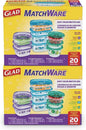 Glad GladWare MatchWare Food Storage Containers with Lids, No BPA Reusable Plastic 20 Piece Variety Pack for Lunches, Meal Prep, and Leftovers, Leak Resistant, Microwave and Dishwasher Safe - 2 Pack