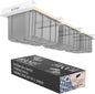 USA Based Overhead Garage Storage Rack, Connectable Heavy Duty Metal Ceiling Rails Garage Storage Organization Shelving System, Hanging Racks Tote Containers, Supports Up To 3 Bins, 2 Sets White