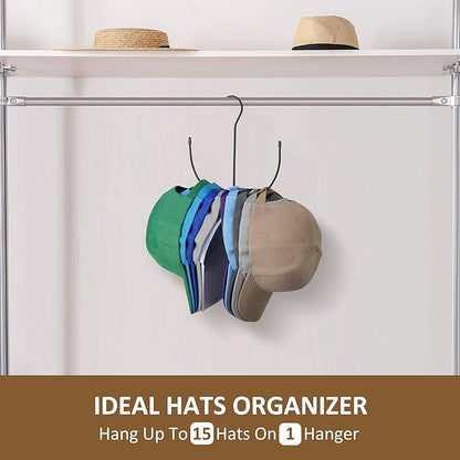 ZEDODIER Hat Hangers for Closet, Metal Hat Organizer Hat Racks for 10 Baseball Caps, Hat Holder Cap Storage, Black