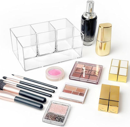 Vowcarol Clear Makeup Brush Holder Organizer, 4-Slots Vanity Makeup Organizer for Palettes and Brushes