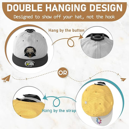 Niunuerga 22 Pack Adhesive Hat Hooks for Wall, Super Strong Hat Rack for Baseball Caps, Hat Organizer Display for Home Decor, Hat Hangers Holder for Wall, Door, Closet, No Drilling (Black)
