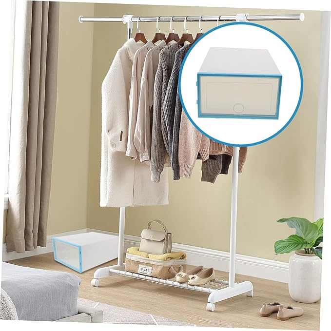 Garneck 6pcs Stackable Shoe Box Transparent Storage Case for Women Thickened Plastic Organizer for Spaces Easy Access and Space-saving Design Sky-blue