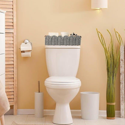 Toilet Paper Storage Basket Bathroom Counter Organizer Wicker Baskets for Organizing Cute Basket for Bedroom Nursery Room Kitchen Bathroom Decor-Gray