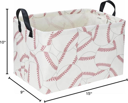 Rectangular Baseball Baskets, Sport Basket for Kids,Kids Basket, Boys Storage bins with Handles.Clothers,Toys,Books, Gifts Storage. (Baseball)