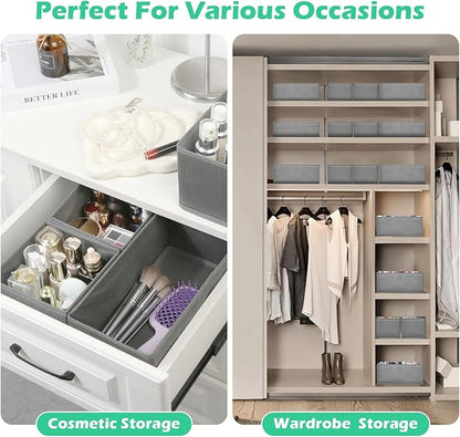 Drawer Clothing Organizer 16-Pack, Grey 3 Sizes Underwear Drawer Dividers, Fabric Folding Wardrobe Organizer, Can Store Baby Clothes, Bras, Underwear, Panties, Belts, Socks, Ties, etc.
