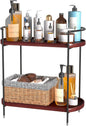 REFGY 2-Tier Bathroom Counter Organizer, Solid Wood-Texture Countertop Storage Shelf for Vanity Decor, Versatile Spice Rack & Coffee Bar Accessories, Non-Slip Makeup Organizer for Bedroom, Brown