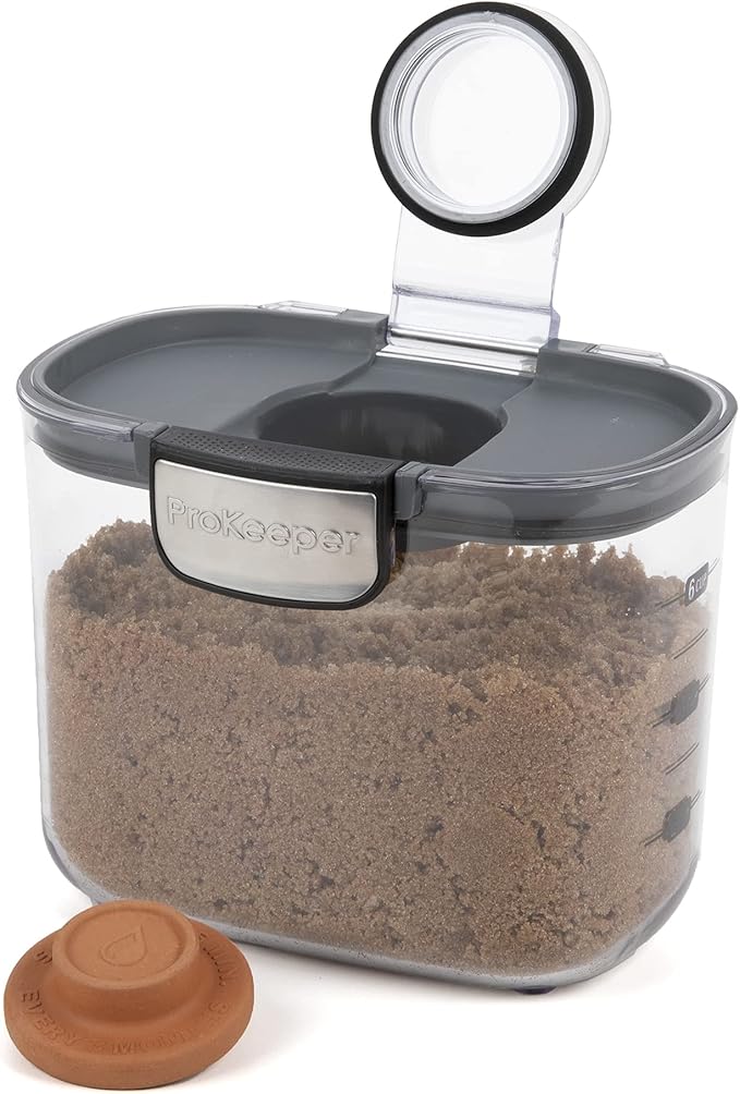 ProKeeper+ by Progressive International Clear Plastic Airtight Food Baker's Kitchen Storage Organization Container Canister Set with Magnetic Accessories (Brown Sugar 1.4-Quart)