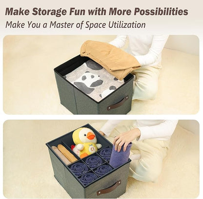 Storage Ottoman Shoe Organizer for Closet - Adjustable Dividers Storage Box for Shoes | Clothes | Toy | Blanket, Foldable Foot Stool Small Bench Shoe Cabinet for Living Room & Bedroom