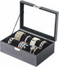 Bracelet Display Holder with Rods for Bangles Watches, Jewelry Organizer Box Storage Case with Clear Lid (Black)