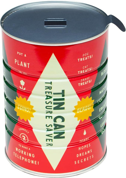 Retro Tin Can, Studio MPLS Designs, Collectable, Peel & Stick Valved End with Metal Lid, 8-12oz (4.0625 x 5.5 in) (Treasure Saver Design)