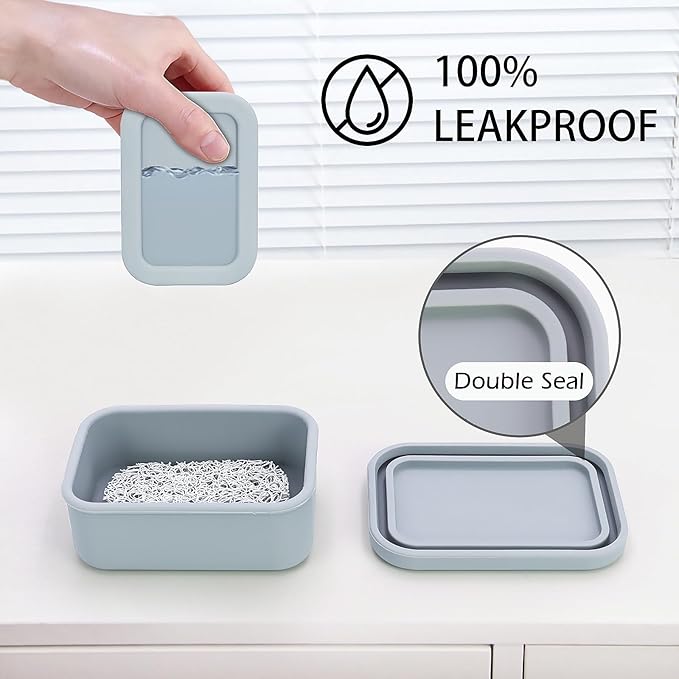 AIDIMMING Enhanced Leak-Proof Silicone Soap Case with Drainage Layer. Portable Travel Soap Container for Camping,Gym .Shatterproof Compact Bar Soap Holder (Light Gray)