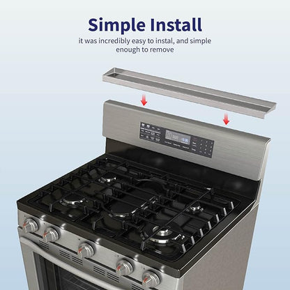 IIIOIIIA Stove Top Magnetic Shelf for Kitchen Organization, 30" Magnetic Spice Rack Over the Stove, 4" Deep Spice Organizer With Border All Around, Brushed Stainless, Silver