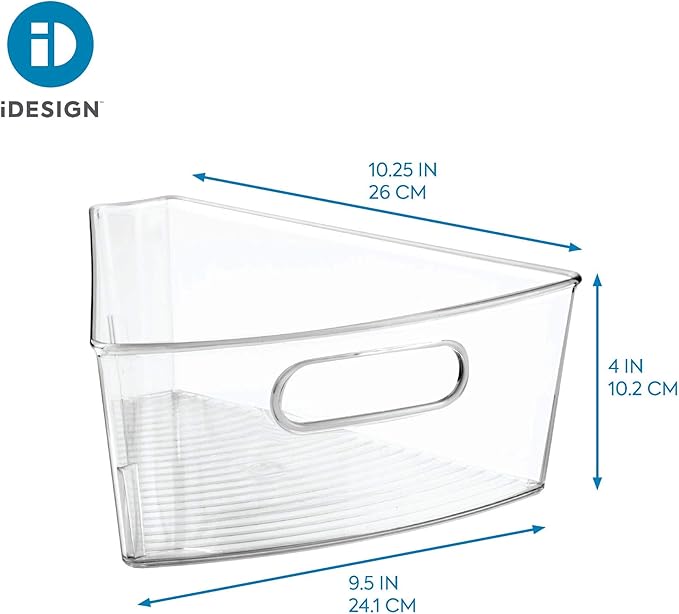 iDesign Plastic Lazy Susan Cabinet Storage Bin, 1/8 Wedge Container for Kitchen, Pantry, Counter, BPA-Free, 10.25" x 9.5" x 4", Clear