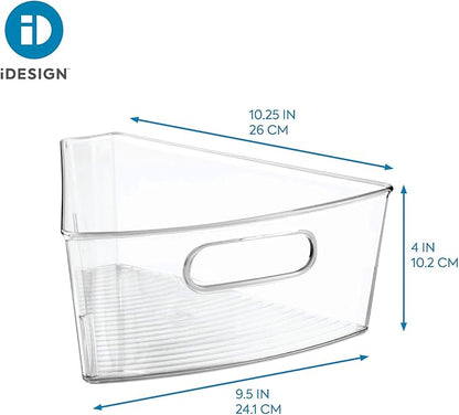 iDesign Plastic Lazy Susan Cabinet Storage Bin, 1/8 Wedge Container for Kitchen, Pantry, Counter, BPA-Free, 10.25" x 9.5" x 4", Clear