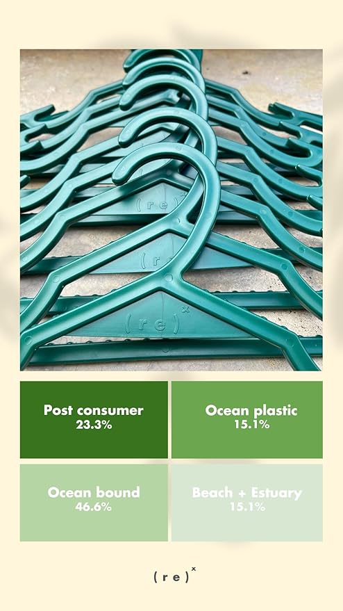 100% Recycled Ocean and Ocean Bound Plastic Sustainable Adult Hanger (Green)