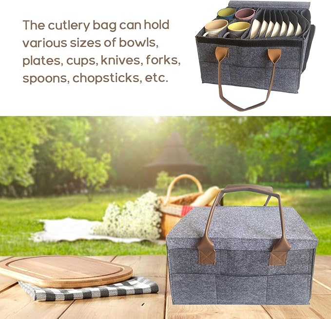 China Storage Containers Hard Shell, Stackable Dish Storage Containers, Quilted and Stackable Mug Storage, Foldable Design, 12 Compartments, Grey