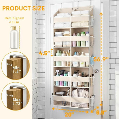 Ofiray-home Over the Door Organizer 5 Tiers,Extra Large Behind Door Storage of 10 Compartments,80 lbs Weight Capacity Over the Door Storage, Door Hanging Organizer for Closet, Diaper Organizer, Beige