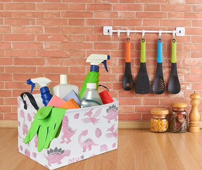 Rectangular Pink Baskets,Dinosaur Basket Cute Storage Basket Organizer for Kids Room Dinosaur Decor ,Clothers,Toys Box,Books,Kid's Gifts Storage. (Pink Dinosaur)