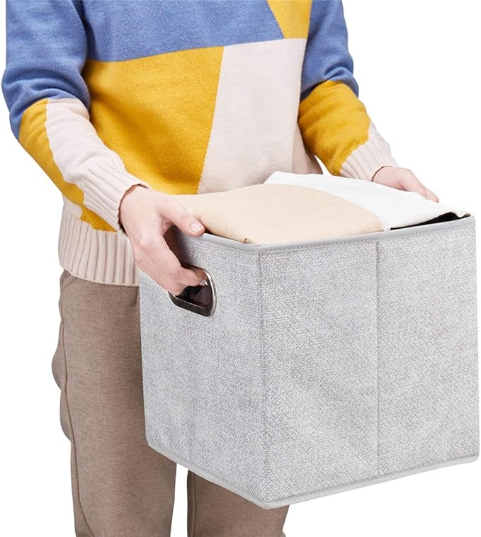 HSDTCollapsible Cloth Cubes Storage Bins Baskets Boxes Grey-White Lattice Pattern 10.5 x 10.5 x 11 Inches - Pack of 6,QY-SC14-6,Brush gradient(Set of 3)