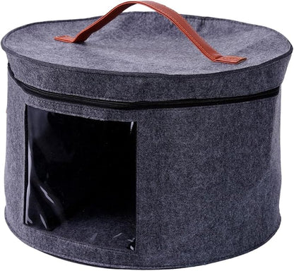 Large Hat Storage Box with Lid | Felt Round Foldable Hat Organizer | Travel Hat Boxes | Hat Organizer Box | Suitable for Various Types of Hats(11X17 Inch)