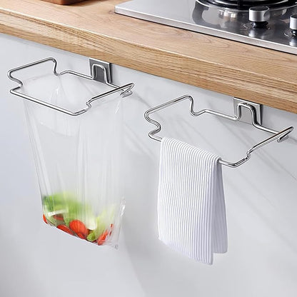 Practical Iron Kitchen Trash Rack for Cabinet Door Space Saving Garbage Bag Organizers Holder for Efficient Cooking