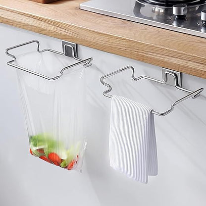 Iron Cabinet Door Trash Bag Holder Versatile Kitchen Trash Bag Storage Rack for Efficient Waste Management Bathroom Vanity Garbage