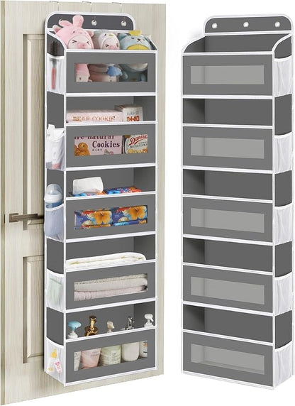 KYEVIS Over The Door Organizer, 5 Shelves Closet Door Hanging Organizer with 10 Mesh Pockets, Nursery Closet Organizer, Baby Essentials, Dorm Room Essentials for Girls