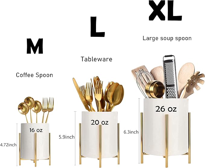 Utensil Organizer for kitchen, Knives and Forks with Shiny metal frame Tray for Farmhouse Kitchen Decor and Countertop(6.3 * 4.33inch)