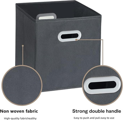Fabric Cloth Storage Bins,Fabric Cube Organizer with Dual Handles Foldable Cube Storage Baskets for Home Bedroom Storage,Set of 3, Gray