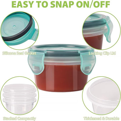 Freshmage Salad Dressing Container to Go, [6 Pack] 2.7 oz Small Condiment Containers with Leakproof Lids for On-the-Go Meals, Reusable Sauce Containers BPA-Free