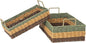 Handmade Rectangle Woven Paper Rope Storage Basket with Iron Frame,Basket with handles for Home Decor, Shelf & Desktop Organizing (Mix green yellow brown)