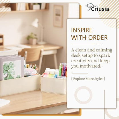 Criusia 26 Pack Drawer Organizer for Clothes, Foldable Dresser Dividers with 3 Sizes, Fabric Storage Bins – Beige